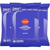 Lume Acidified Deodorant Wipes - 15 ct, 3 pk (Soft Powder) | 24-Hour Odor Control, Aluminum &amp; Baking Soda Free, Flushable Whole-Body Deodorant Wipes for Women