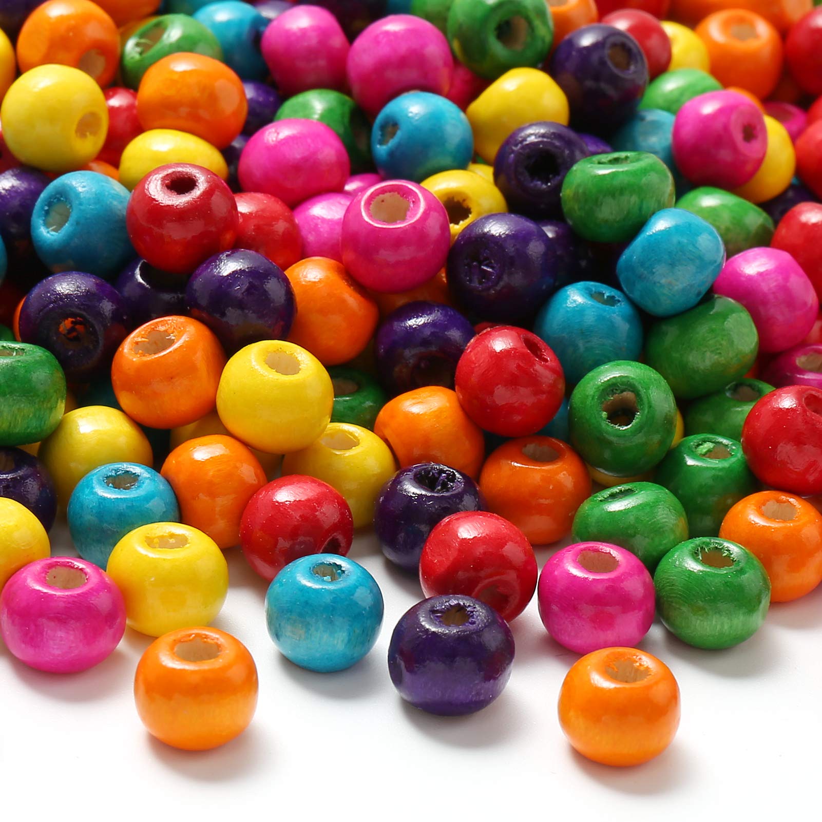 HERZWILD 1000pcs Color Wooden Beads 8mm Colourful Wooden Beads Coloured Craft Bead for DIY Jewellery Making (color-8mm)