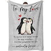 GiltGlimmer Gifts for Him Her Valentines Day, Anniversary I Love You Gifts Blanket, Romantic Wedding Birthday Gifts for Girlfriend Boyfriend, Penguin Blanket for Wife, Husband, Couple 60" × 50"
