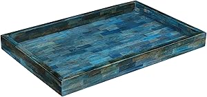 Handicrafts Home Verdigris Trays – Ideal Ottoman Tray – Multipurpose Bone Inlay Serving Tray or Simply Use as a Decorative Tray 11X17