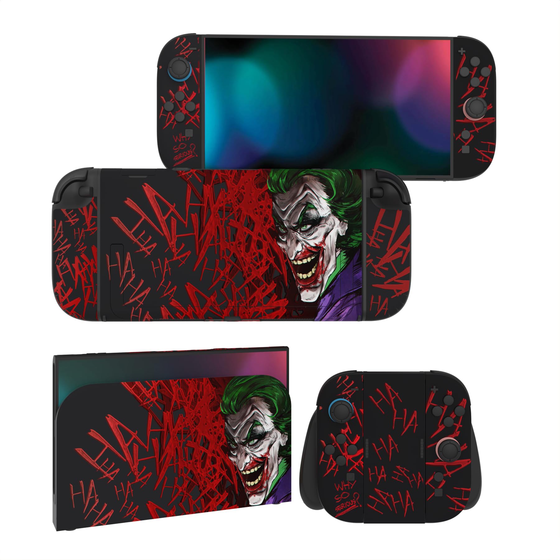PlayVital for Nintendo Switch 2 Skin Full Set (2-Pack) - Protective Vinyl Decal Stickers for Switch 2 Console, Joycons, Handle Grips & Dock | No Residue, Anti-Scratch - Clown Hahaha