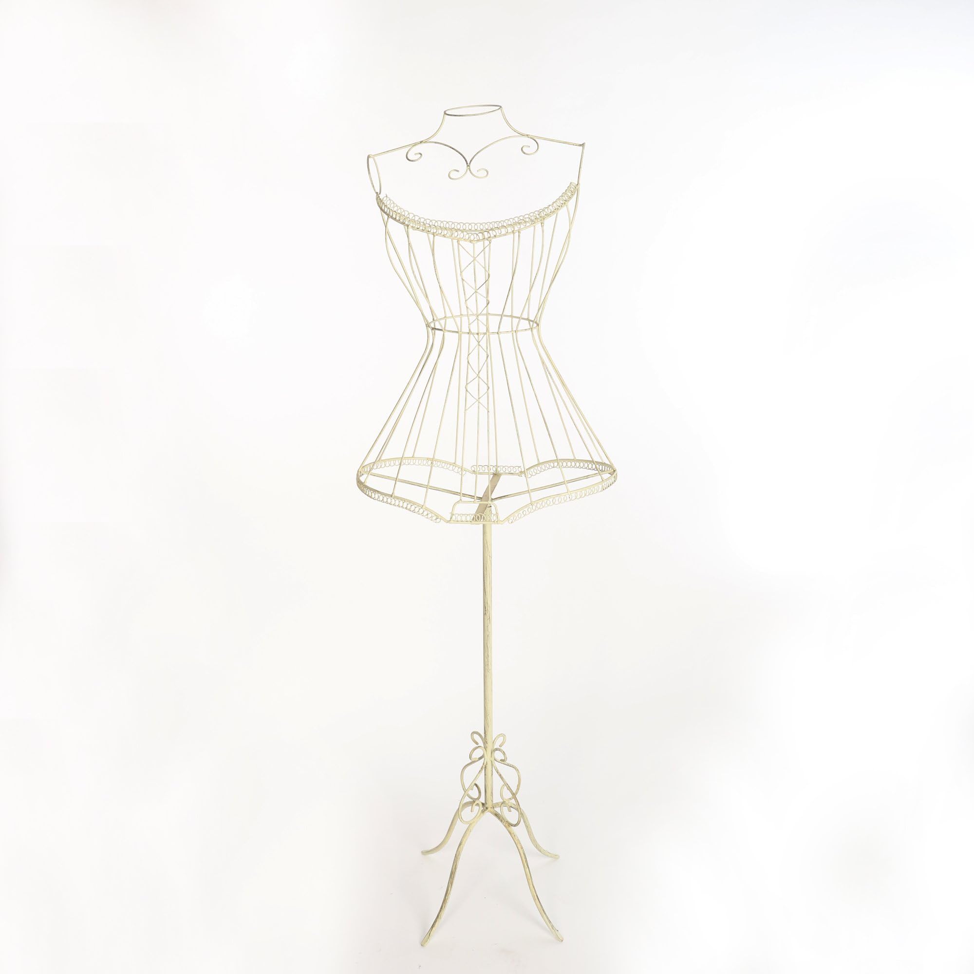 Metal Torso Showcase Shabby Mannequin Dummy Display Stand Vintage White Jeweller 155 x 43 x 30 cm