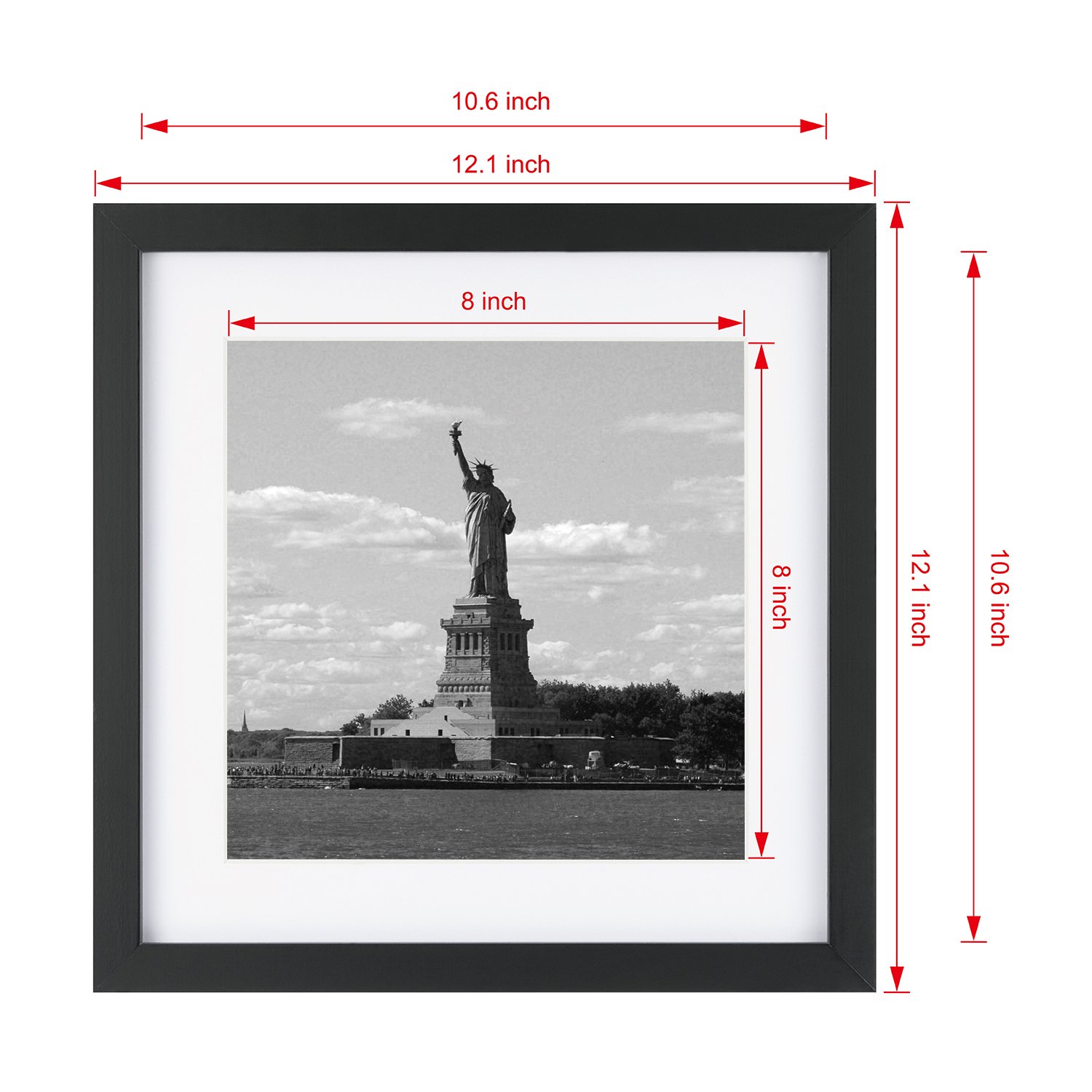 Upgraded Tempered Glass 4PCs 11x11 Square Picture Frames Black with 1