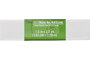 Dritz 1-1/2" Ribbed Non-Roll Elastic, 2-Yards Long, White