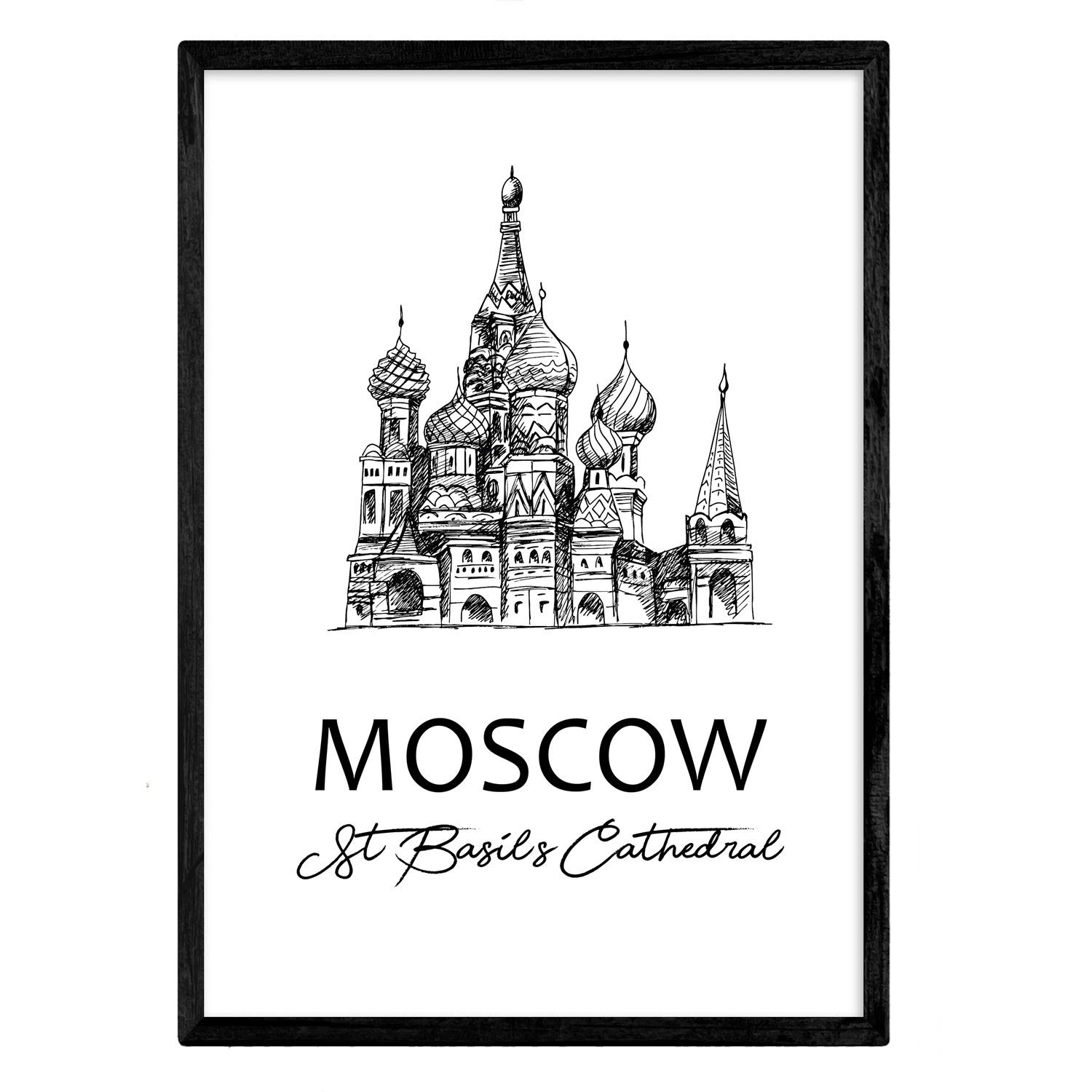 Nacnic Poster Moscow - St. Basil's Cathedral. Sheets with monuments of cities. A4 size — image 1