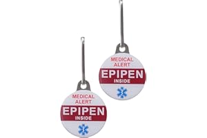 SHOREWOOD MEDICAL EPIPEN Inside Allergy Alert Tags Help Locate Epipen in Emergency. Message Printed on Both Sides. Durable Metal Two Piece Set