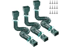 Gutterlix 3 Pack Flexible Gutter Downspout Extensions Extendable from 21" to 67", Downspout Extender Comes with Adapters, Thickened Down spout Drain Extension for Rainwater Drainage(Green)