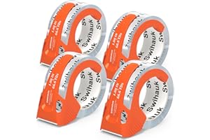 SWIHAUK 4 Tape Rolls with Dispensers, 1.88 in x 66.6 YDs, Clear, Heavy Duty Packing Tape, Strong & Durable Shipping Tape, Packaging Tape, Package Tape for Shipping Moving Storage and Mailing