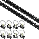 Yaocom L Track Tie Down System, Includes 2 Pack 4ft Black Anodized Aluminum L-Track and 8 Pcs l Track Black Single Stud O-Ring Fittings, for Enclosed Trailer, Trucks, Trailer, Pickup