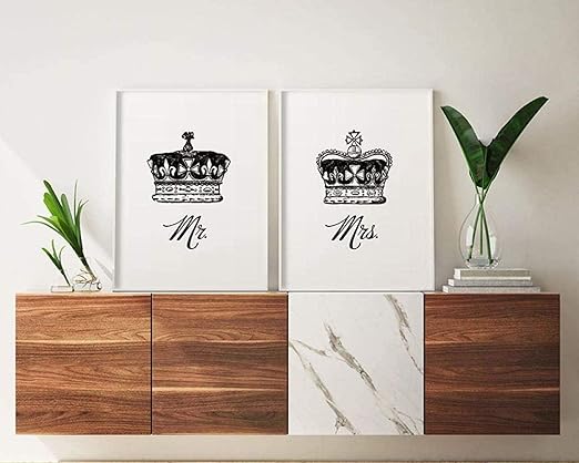 YaShengZhuangShi Canvas Wall Art 2 Piezas 40x60cm sin Marco Rey y Reina