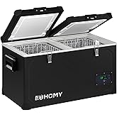 EUHOMY 12 Volt Refrigerator, 69QT Electric Cooler Powered by SECOP, Dual Zone Car Refrigerator -4℉~68℉, 12V Fridge 12/24V DC 