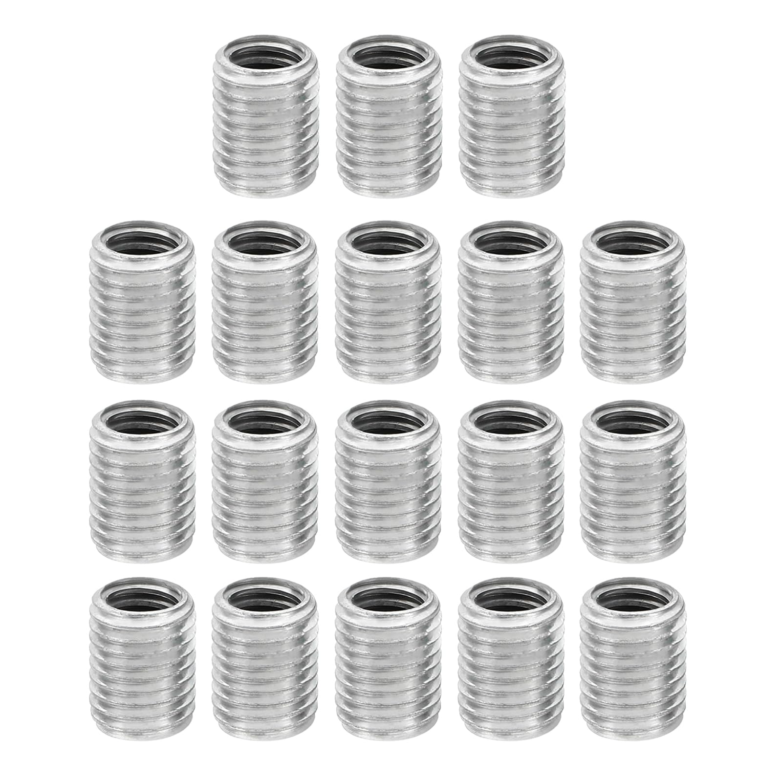 PATIKIL M8xM6x10mm Metal Threaded Repair Insert Nut, 18Pcs Male to Female Fine Thread Sleeve Inserts Reducing Nut Adapter Reducer Screw Sleeves, White Zinc