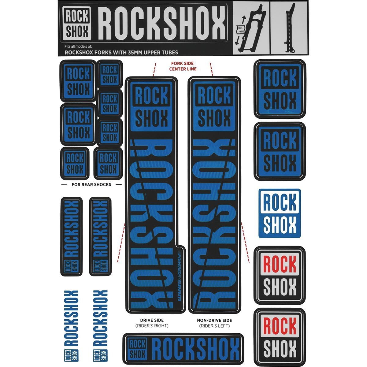 ROCKSHOX adesivo sid e steli 35 blu