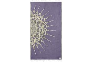 Sand Cloud Turkish Beach Towel - Sand Free - 100% Organic Turkish Cotton Yarn - Quick Dry Towel for Beach, Picnic Blanket or Throw - As Seen on Shark Tank - Flower Mandala Grape