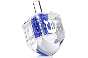 Yaomiao Hanukkah Dreidel, Crystal Glass Paperweight with Hebrew Letters Jewish Hanukkah Decor Gift Home Table Decor Glass Figurines Collectibles(1 Pcs,Blue)