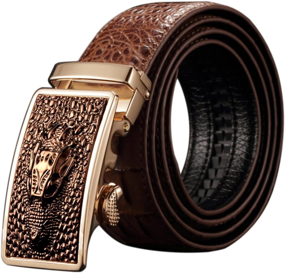 DAMOS Mens Leather Belt,Automatic Buckle Belts