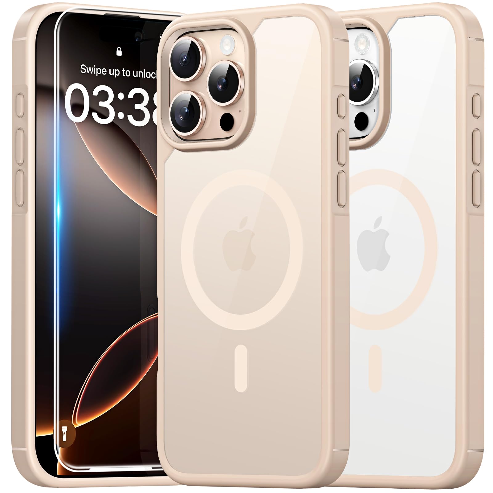 TAURI Magnetic for iPhone 16 Pro Max Case, and HD Screen Protector, [Not-Yellowing] [Compatible with MagSafe] Shockproof Phone Case for iPhone 16 Pro Max 6.9 Inch - Gold