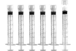 BHOWISK 3mL Luer Lock Syringe with Cap - Sterile Individually Wrapped Without Needle - Leak-Proof Accurate Measurement - 25Pack for Lab Use and Home Care