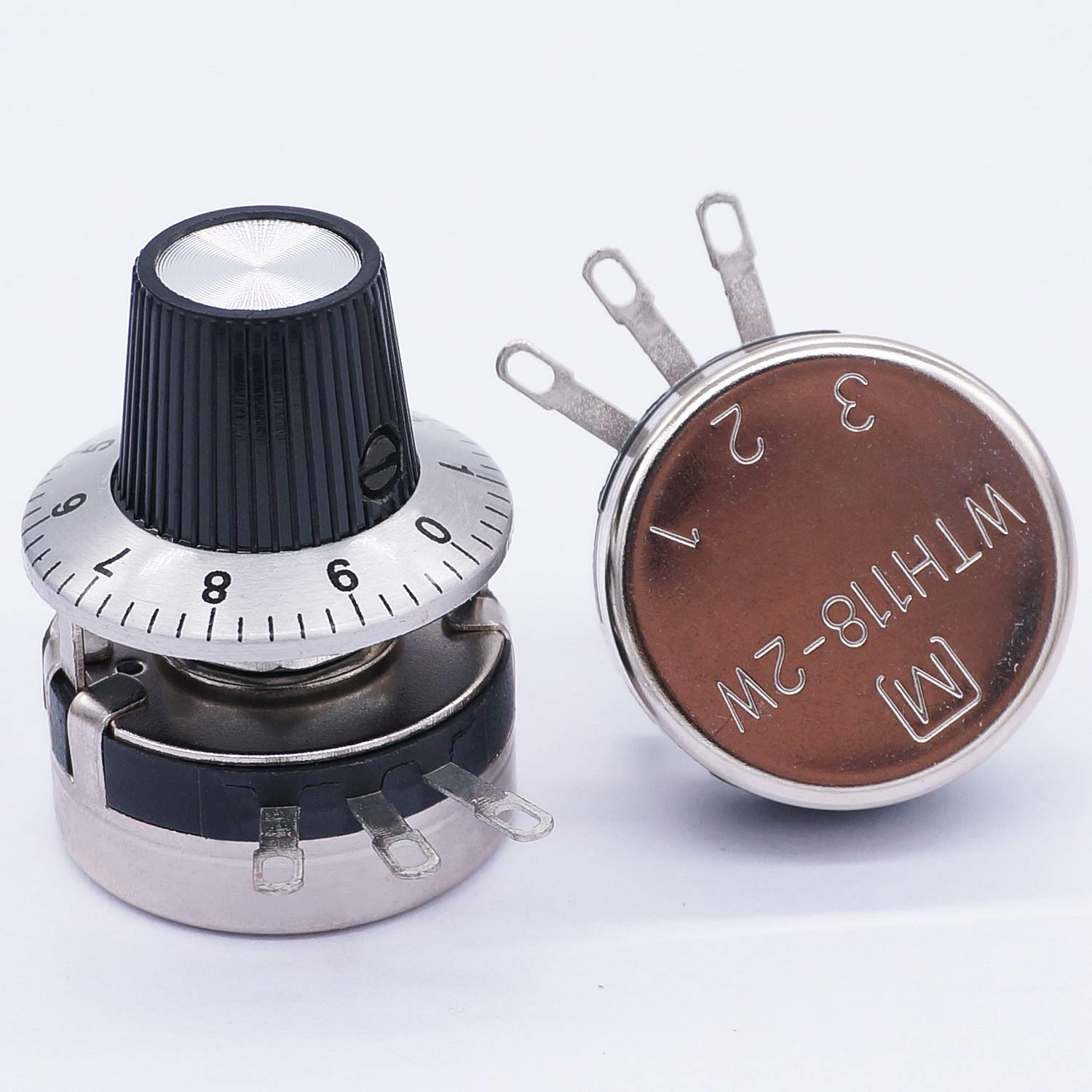 Taiss/2pcs Single Turn Rotary Carbon Linear Variable Potentiometer + 2pcs Knob ,WTH118-2W 10K Ohm, black - Image 4