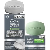 Dove Men+Care Body + Face Bar Pack (6 Large Bars) + Travel-Size Soap Bar &ndash; Exfoliating 3-in-1 Charcoal Soap with Clay for Skin Care, Hands &amp; Shaving