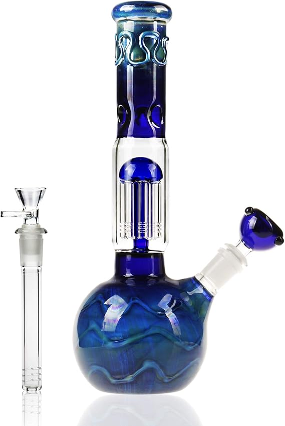 REANICE Glas Beaker Eisbong Percolator Pipe Vorkühler 14.4mm 29cm Blau