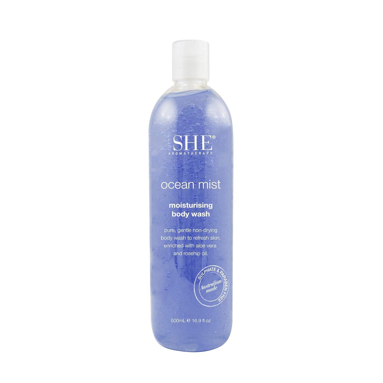 om SHE Aromatherapy Moisturizing Rosehip Oil Body Wash Ocean Mist : Beauty