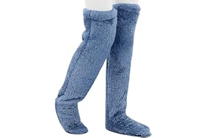 Goose down Knee Socks for Christmas,Long Fuzzy Thigh High Warm Plush Stockings,Leg Warmers Fluffy for Cold Weather