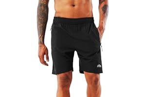 YAWHO Men's Running Workout Shorts Training Gym Athletic Joggers Sweat Short Pants Quick Dry Breathable with Zip Pockets