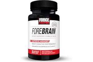 Force Factor Forebrain Nootropic Brain Supplement to Improve Memory, Boost Focus, Increase Mental Energy, and Support Brain Health with Caffeine, Bacopa, and Huperzine A, 30 Capsules