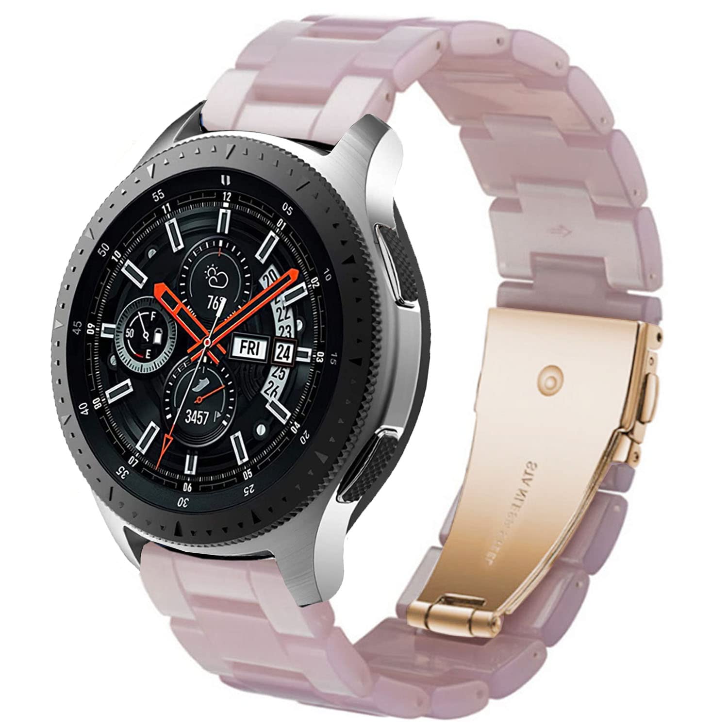 DEALELE Strap Compatible with Samsung Galaxy Watch 46mm / Galaxy 3 45mm, 22mm Colorful Resin Bands for Huawei Watch GT5 / GT5 Pro / 4/4 Pro / GT4 / 3/3 Pro / GT3 / GT2 46mm Women Men (Pink)