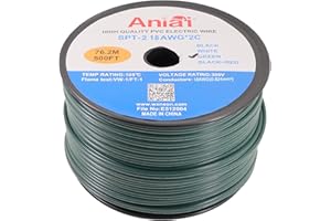 Aniai Low Voltage Landscape Wire,UL List 18/2 SPT-2 Electrical Wire,for Light and Lamp Extension Cable(500FT, Green)
