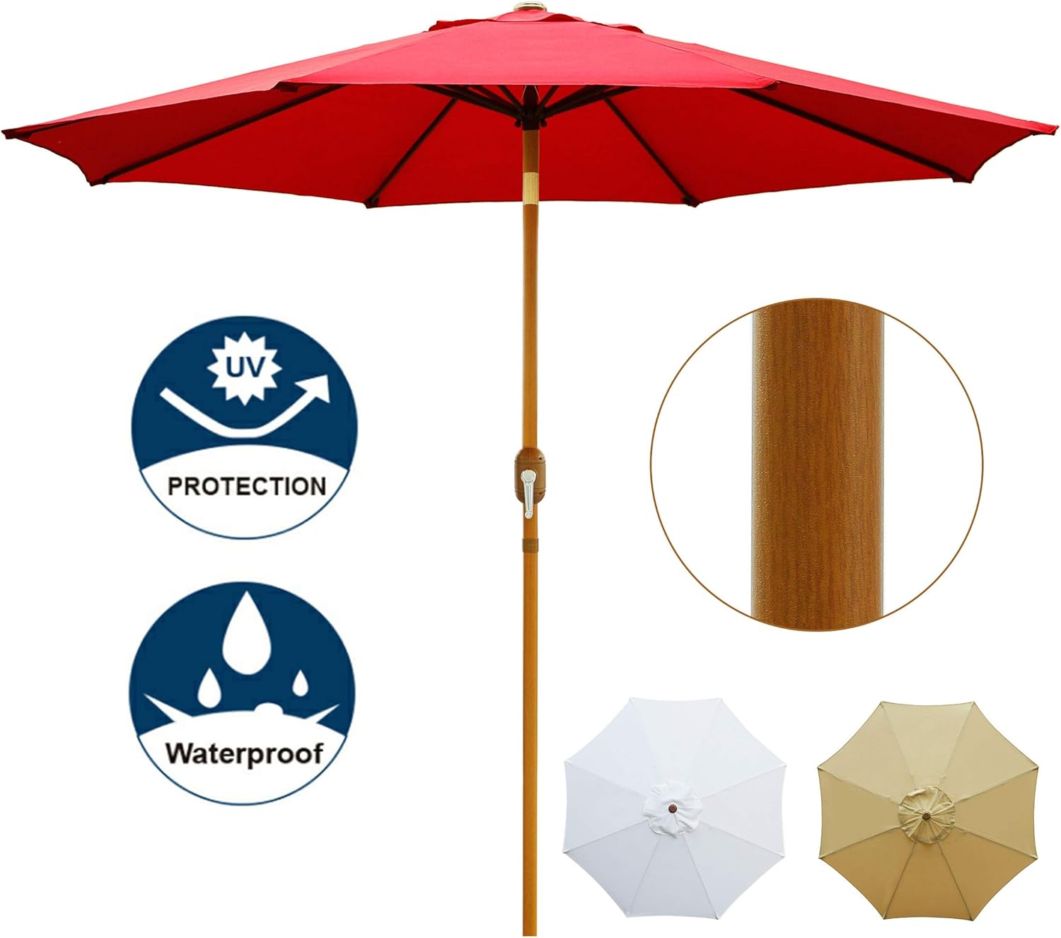 Blissun Rectangular Patio Umbrella Outdoor Market Table Umbrella With Push Button Tilt And Crank 6 5 By 10 Ft Grey Talkingbread Co Il