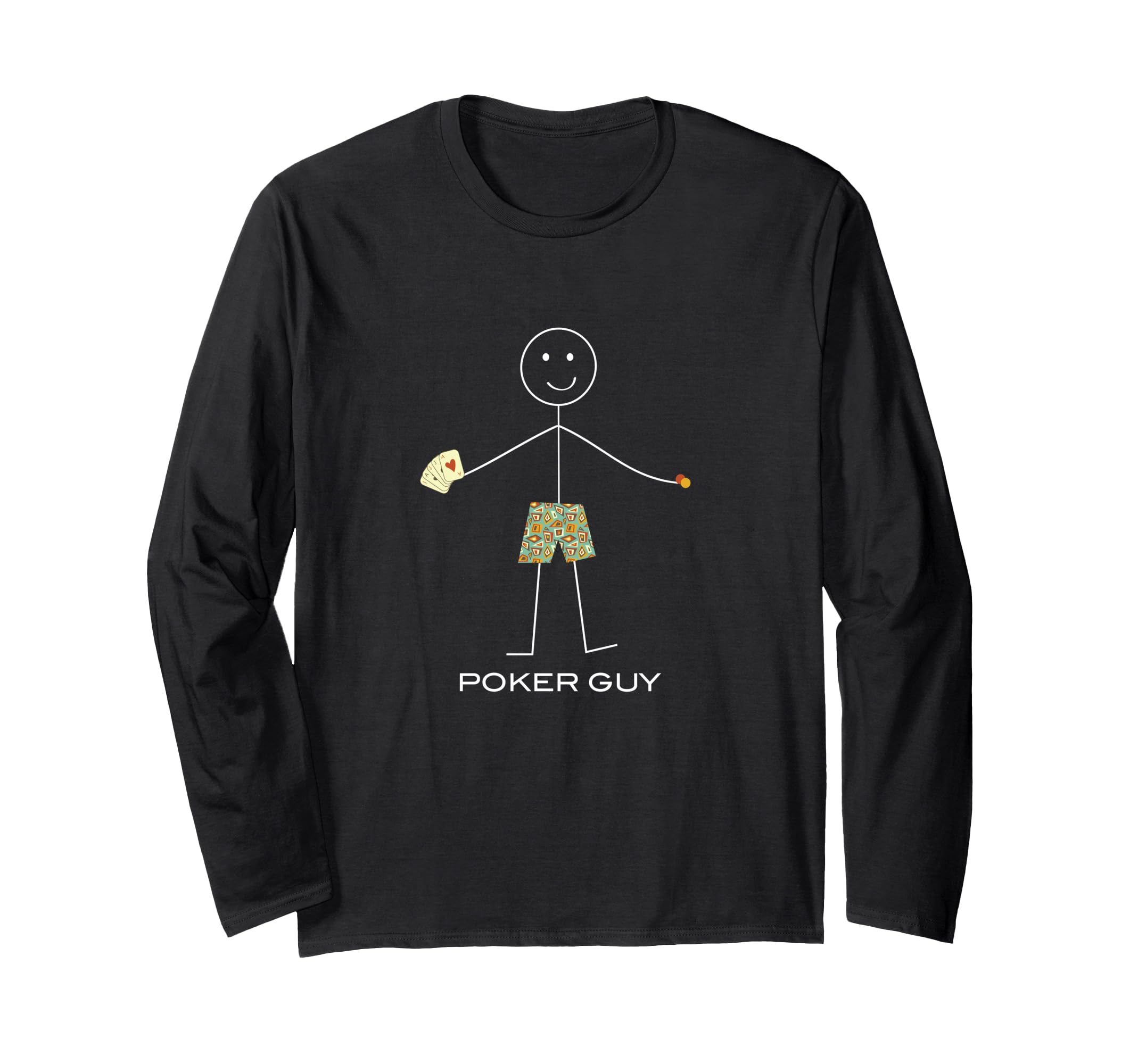Funny Mens Poker Guy, Boy Poker Player Long Sleeve T-Shirt