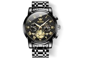 OLEVS Watches Men Waterproof Luxury Big Face Mens Watch Stainless Steel Quartz Analog Dress Watches for Men Luminous Multifunction Man Watch Relojes De Hombre