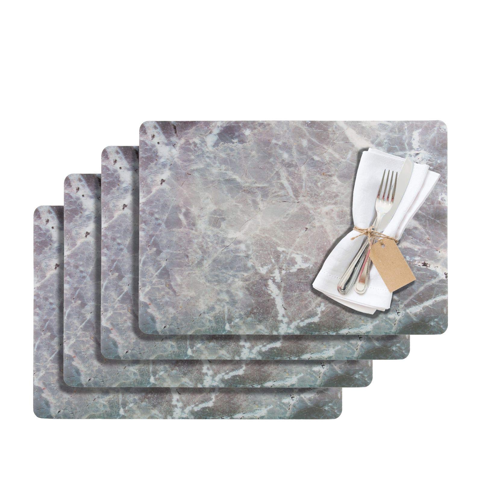 Westmark Placemats, 4 pieces, 43.5 x 30 cm, PET, Grey, Saleen Edition: Marmor (Marble)