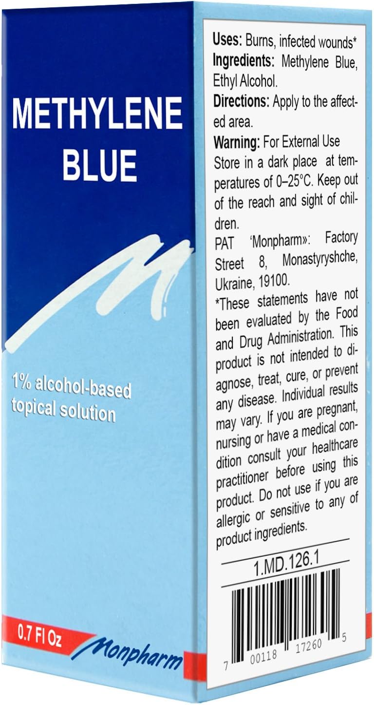Methylene Blue 1% Topical Solution (Medical Grade) 20ml/0.7 Fl Oz (1)