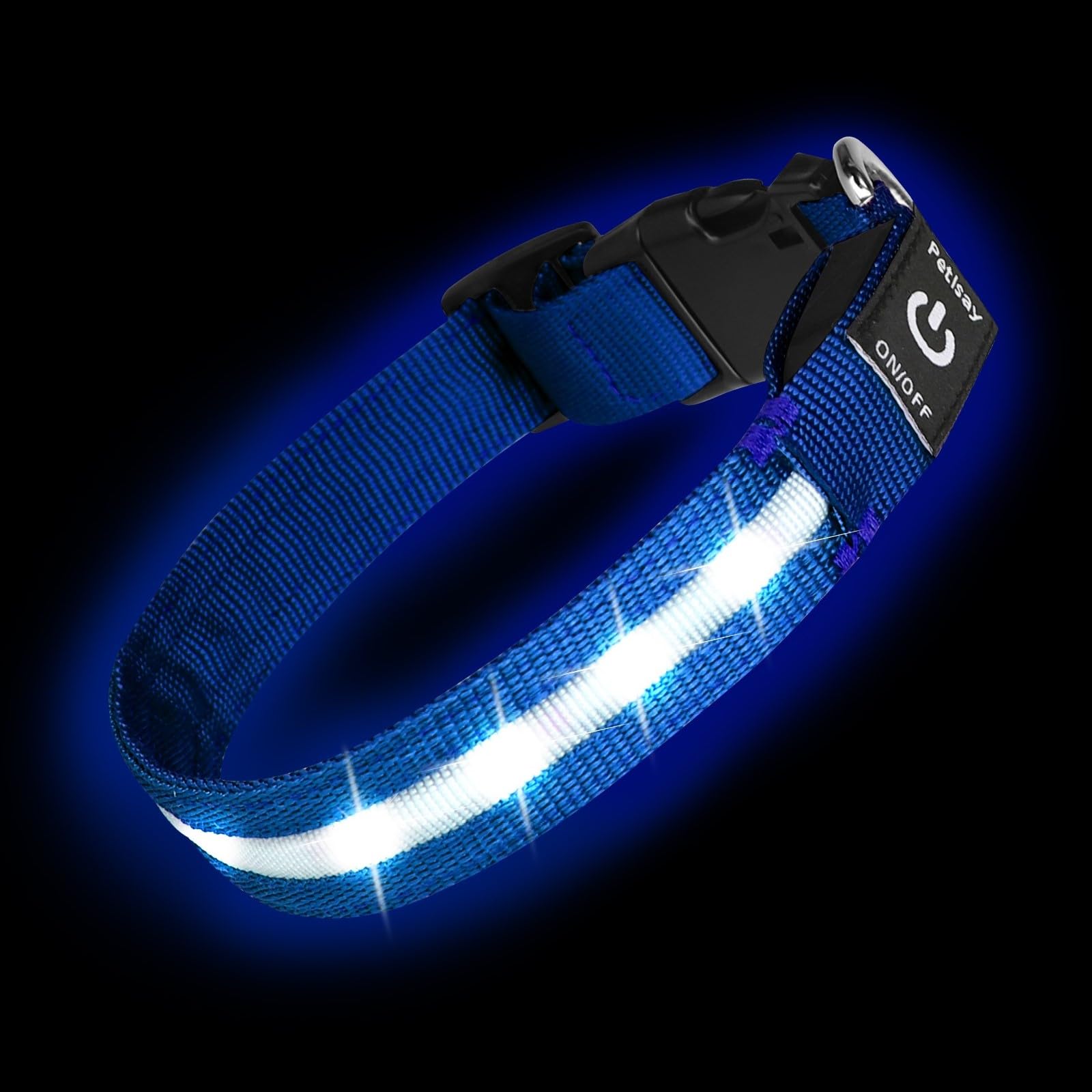 Photo 1 of **UNTESTED**
PetIsay Light Up Collar - High Visibility & Durable Nylon Material - USB C Rechargeable & Waterproof LED Dog Collar for Night Walking, Glow in The Dark Flashing (Blue, Medium)