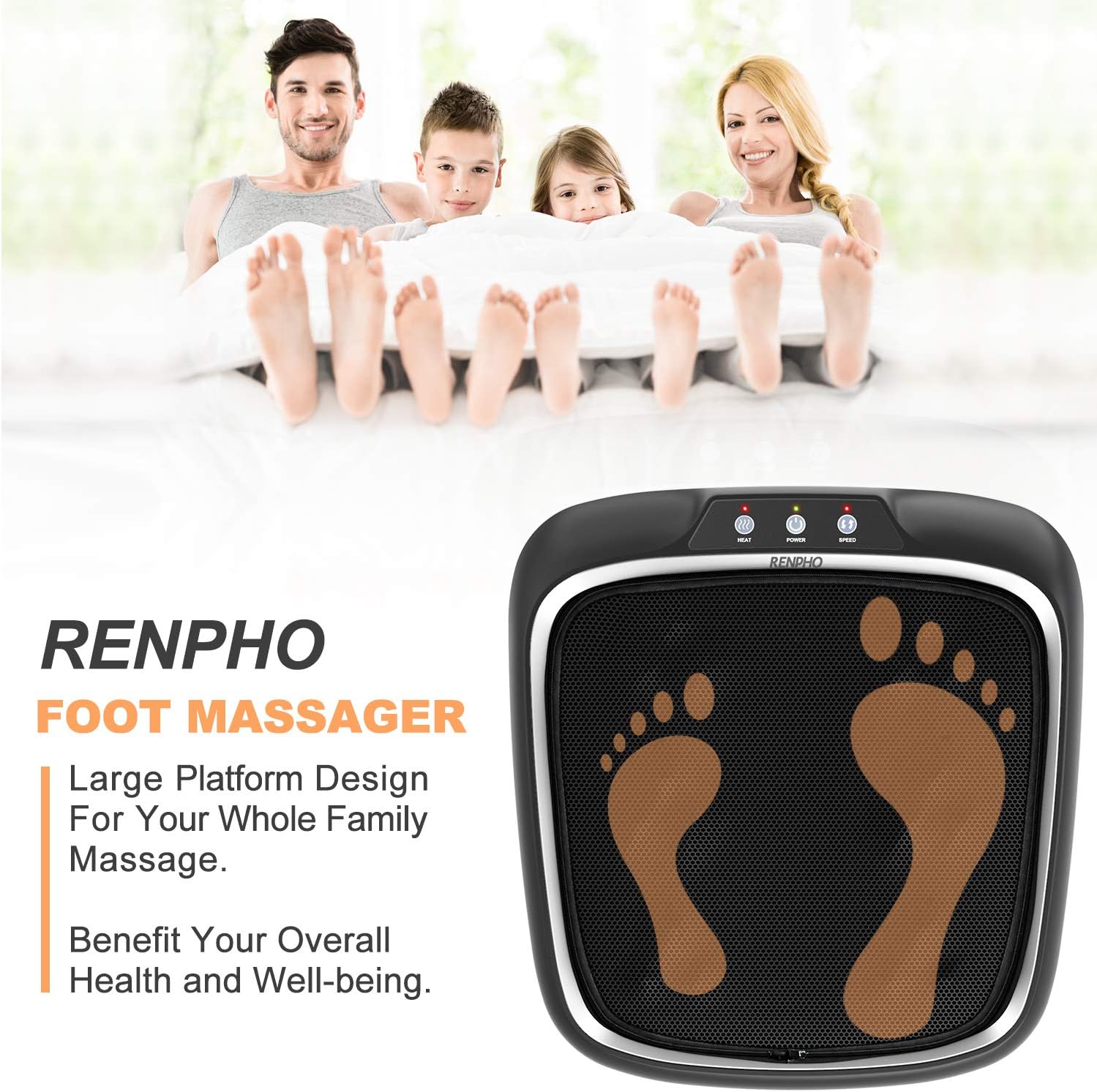 Shiatsu Home Foot Massager with Washable Cover, RENPHO Electric Foot Massage Machine with Soothing Heat and Multi Buttons for Tired Feet: Health & Personal Care