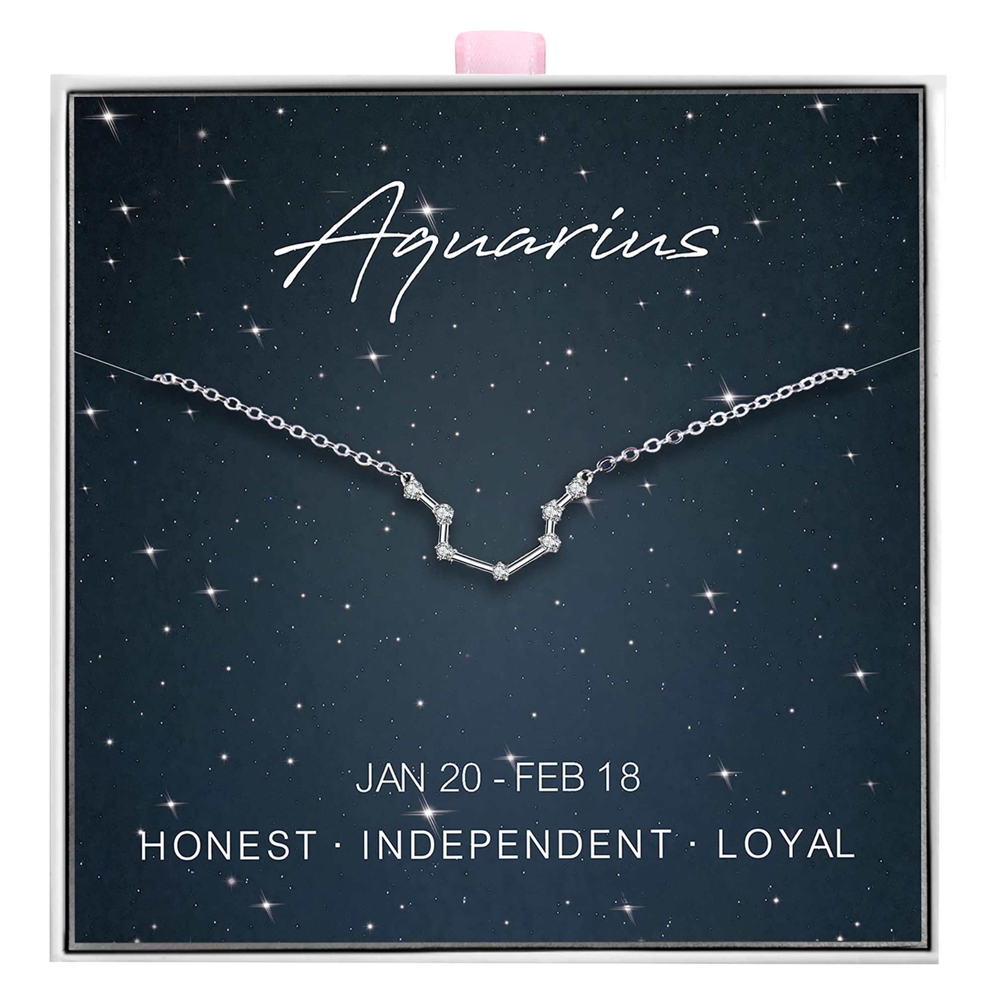 ALoveSoul 925 Sterling Silver Constellation Horoscope Zodiac Aquarius Necklace, Gift for Women Girls