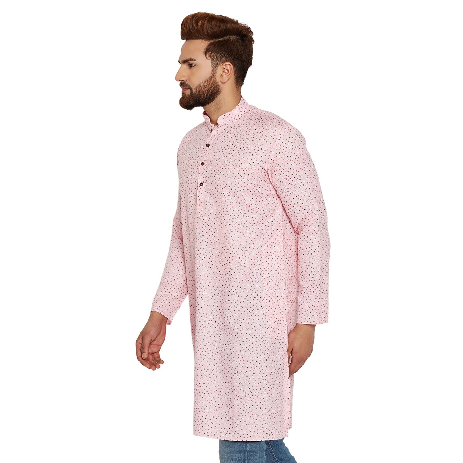 sojanya (since 1958) men's cotton linen printed only long kurta