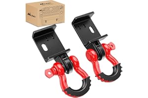 Nilight (2 Pack) Demon Front Tow Hook Mounting Bracket with 3/4” D-Ring Shackle Fit for 2009-2016 2017 2018 2019 2020 2021 2022 2023 Toyota Tacoma, with 7/8" Screw Pin and Isolator Rubber Washers
