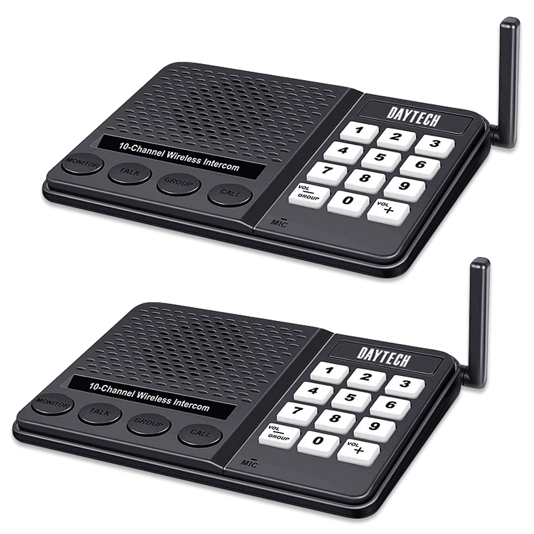 DAYTECH Wireless Intercom for Home Office Elderly System 1/2 Mile Long Range 10 Channel Room to Room Communication for Business/Office/Hotel/Hospital/Care Home (2 Packs UK Plug)
