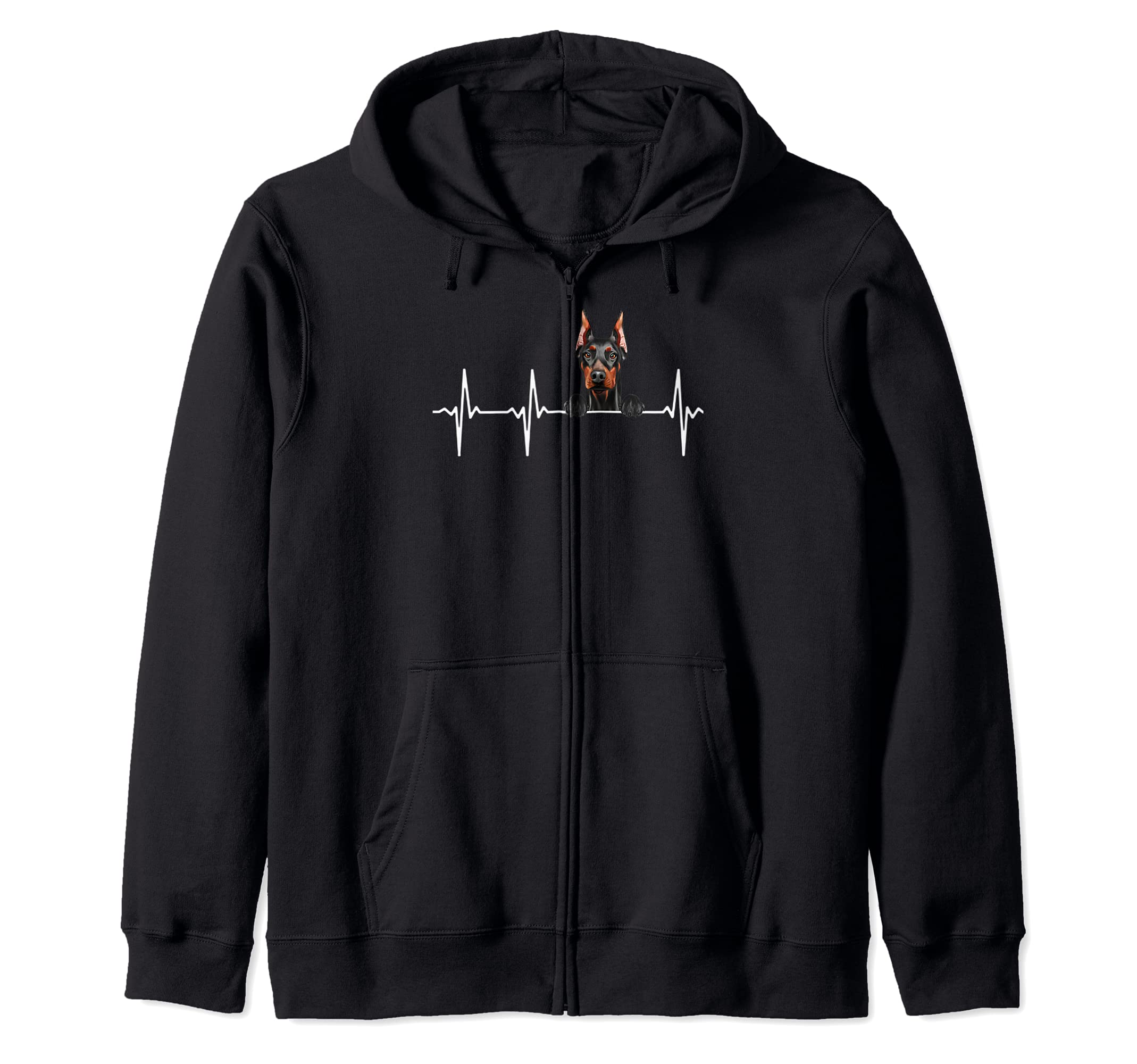 Funny Dog Heartbeat For Doberman Pinscher Lovers Zip Hoodie