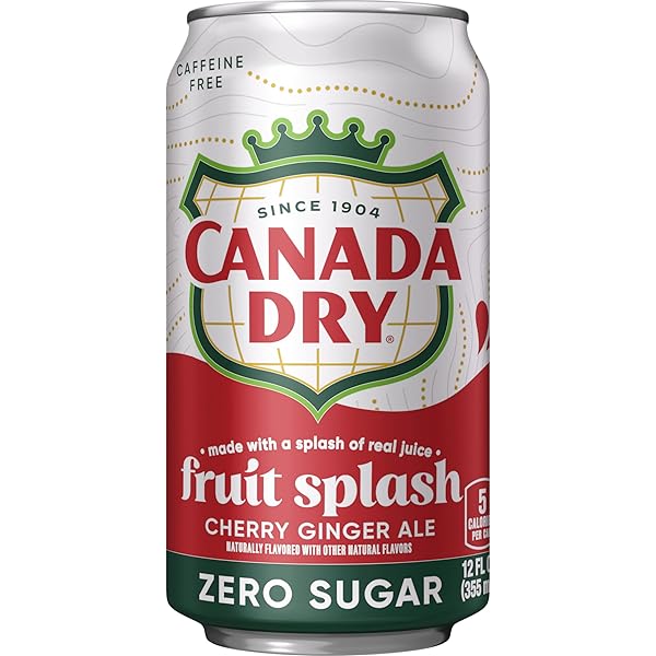 CANADA DRY ZERO SUGAR CHERRY GINGERALE FRUIT SPLASH 12OZ, PACK OF 12