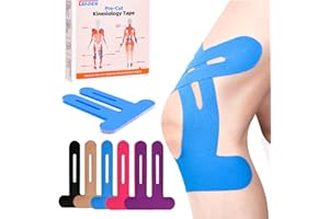 IEADEN Precut Kinesiology Tape for Knees, 10 Pcs - Knee Support & Stability, Knee Pain Relief Athletic Tape - Waterproof & Elastic, Breathable Hypoallergenic Latex-Free Tape, Blue
