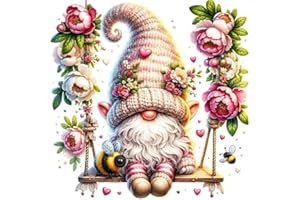 UUXSRETAIO Diamond Painting Kits for Adults, Easy Gnome Diamond Art Painting Kits for Beginners, DIY 5D Spring Diamond Art Kits for Adults, Full Drill Diamond Painting Kits for Home Wall Decor 14x14 Inch