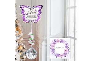 HAKUMATA Mothers Day Unique Gifts for Mom, Mom Birthday Gifts from Daughter Son - Butterfly Crystal Suncatcher for Mothers Day Window Hanging