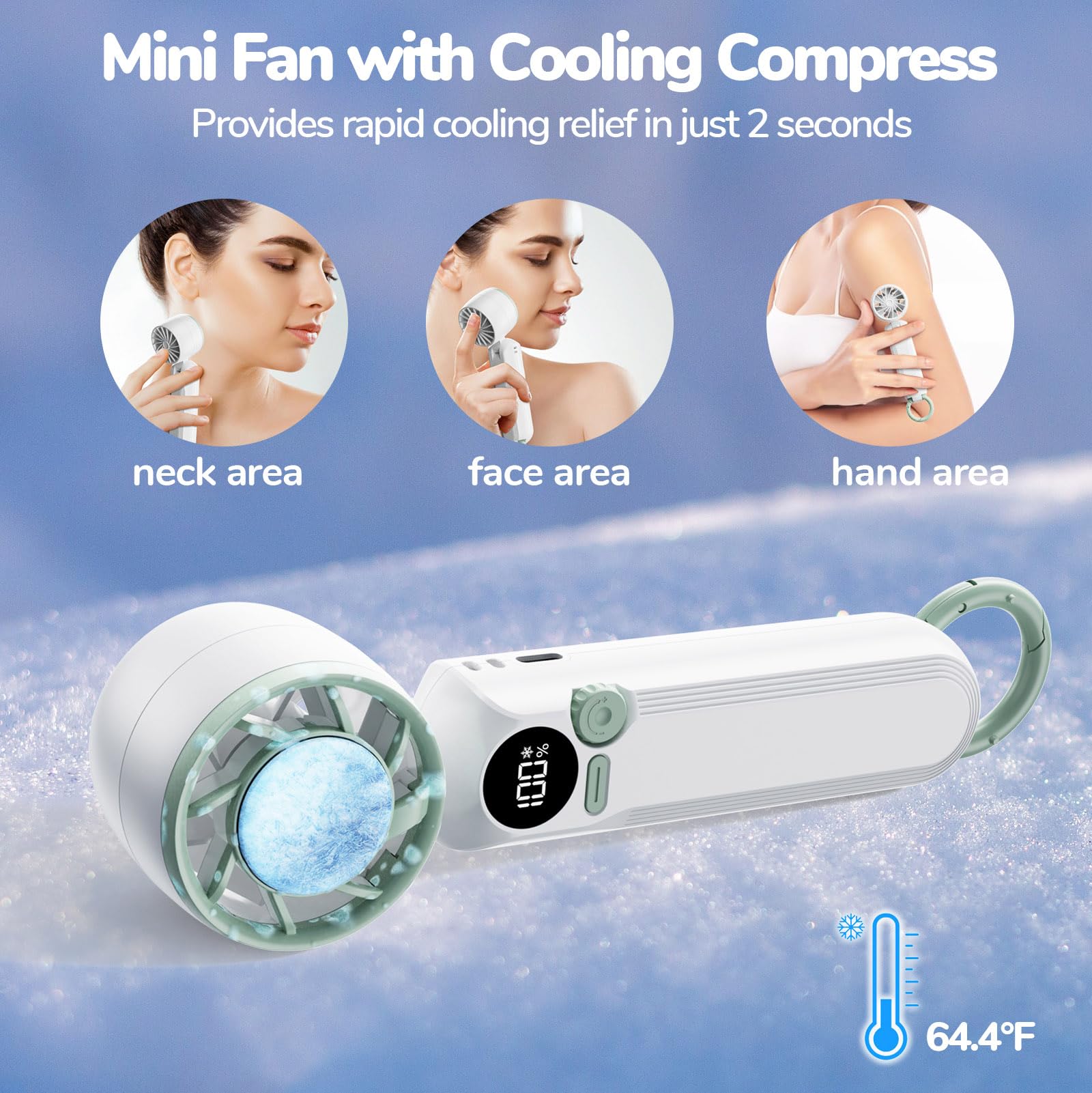 Portable Handheld Fan with Cooling Plate, 1-100 Speed Foldable Mini Fan with Stand, Hook & Lanyard, Up to 12H Use, Perfect for Travel, Office, Home & Outdoor