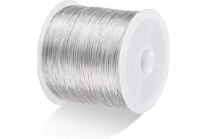 MIKIMIQI 328Ft Jewelry Wire - 26 Gauge Tarnish Resistant Copper Beading Wire for Jewelry Making, 0.4mm X 100m (Silver Color)