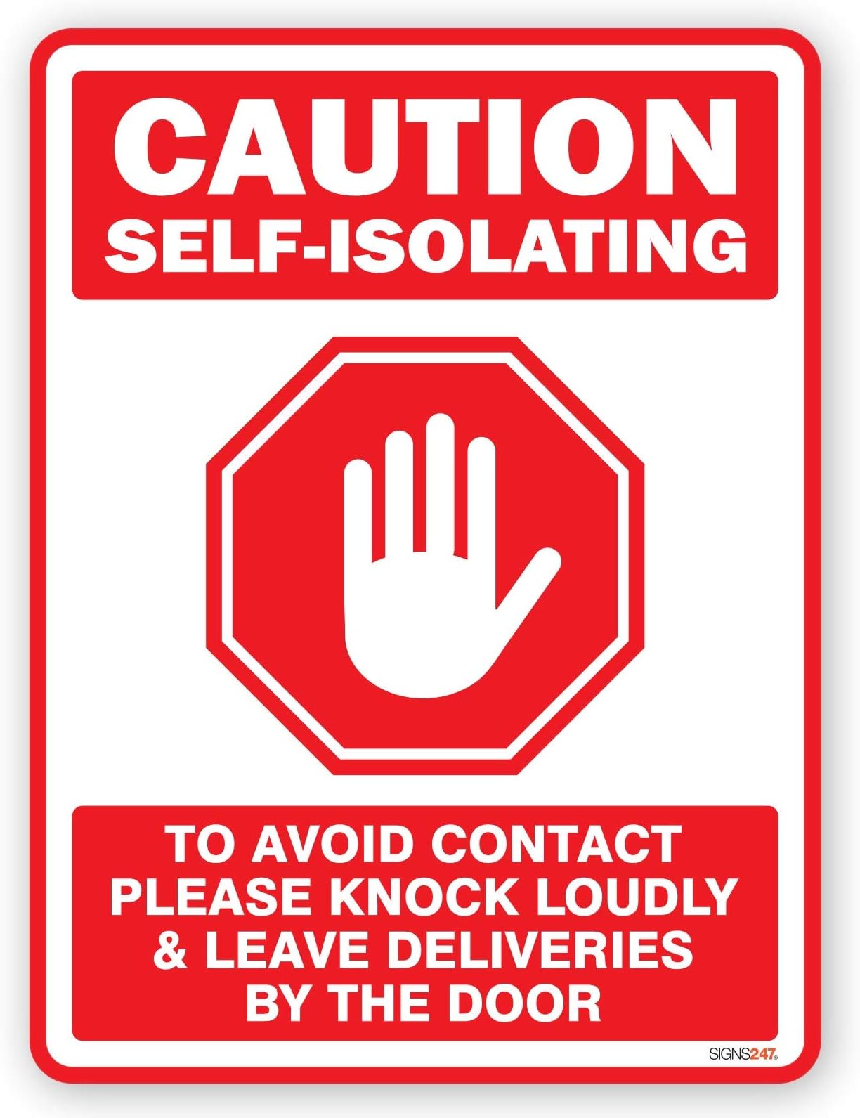 Caution Self Isolating Door Window Vinyl Waterproof Warning Sticker Decal